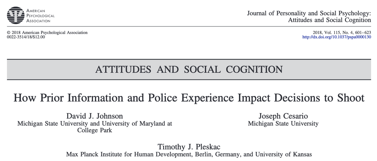 How Prior Information and Police Experience Impact Decisions to Shoot.