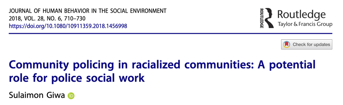 Community Policing in Racialized Communities: A Potential Role for Police Social Work