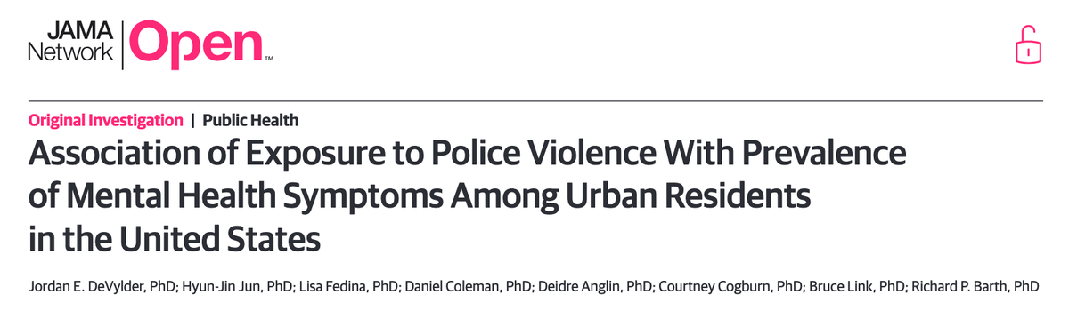 Association of Exposure to Police Violence With Prevalence of Mental Health Symptoms Among Urban Residents in the United States