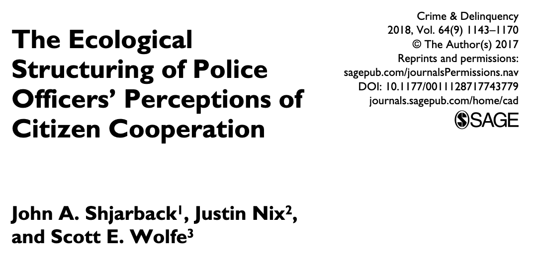 The Ecological Structuring of Police Officers’ Perceptions of Citizen Cooperation