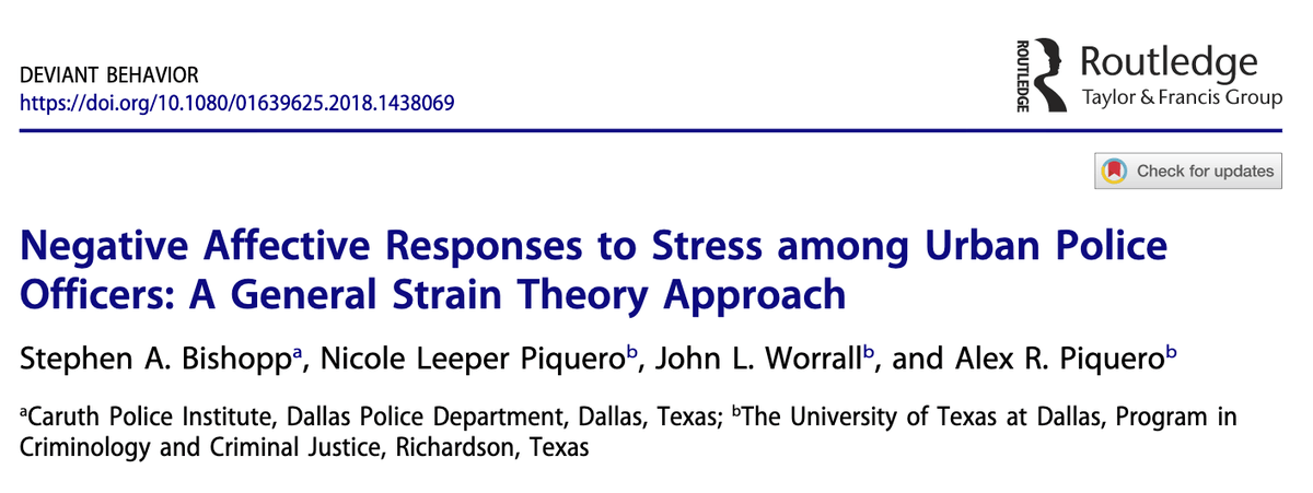 Negative Affective Responses to Stress Among Urban Police Officers: A General Strain Theory Approach