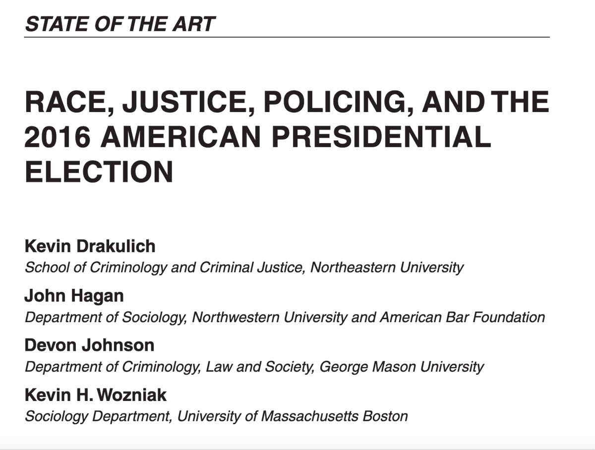 Race, Justice, Policing, and the 2016 American Presidential Election