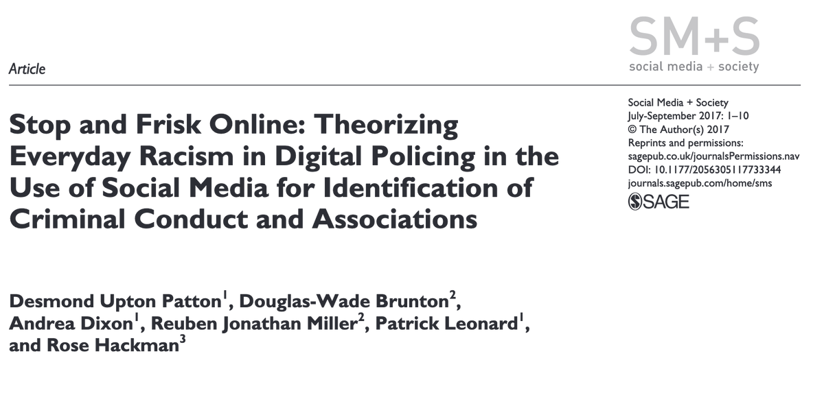 Stop and Frisk Online: Theorizing Everyday Racism in Digital Policing in the Use of Social Media for Identification of Criminal Conduct and Associations