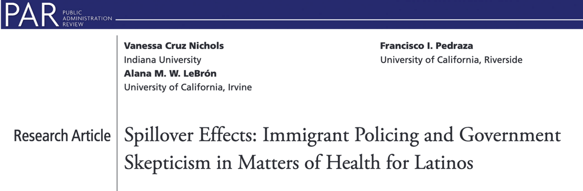 Spillover Effects: Immigrant Policing and Government Skepticism in Matters of Health for Latinos