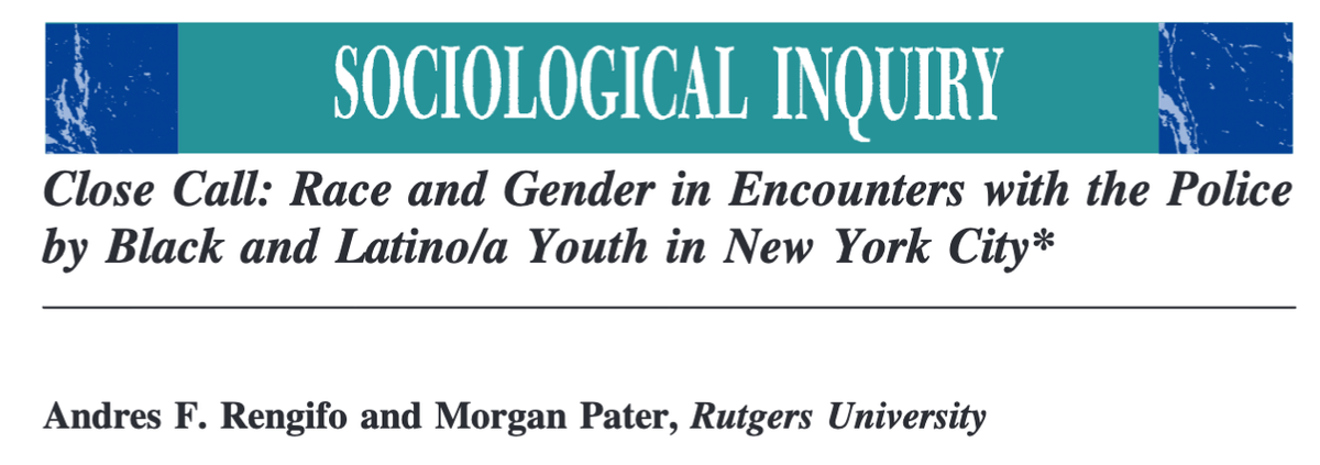 Close Call: Race and Gender in Encounters With the Police by Black and Latino/a Youth in New York City