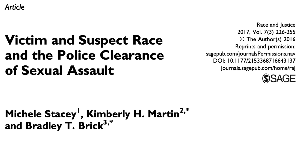 Victim and Suspect Race and the Police Clearance of Sexual Assault