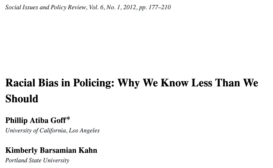 Racial Bias in Policing: Why We Know Less Than We Should