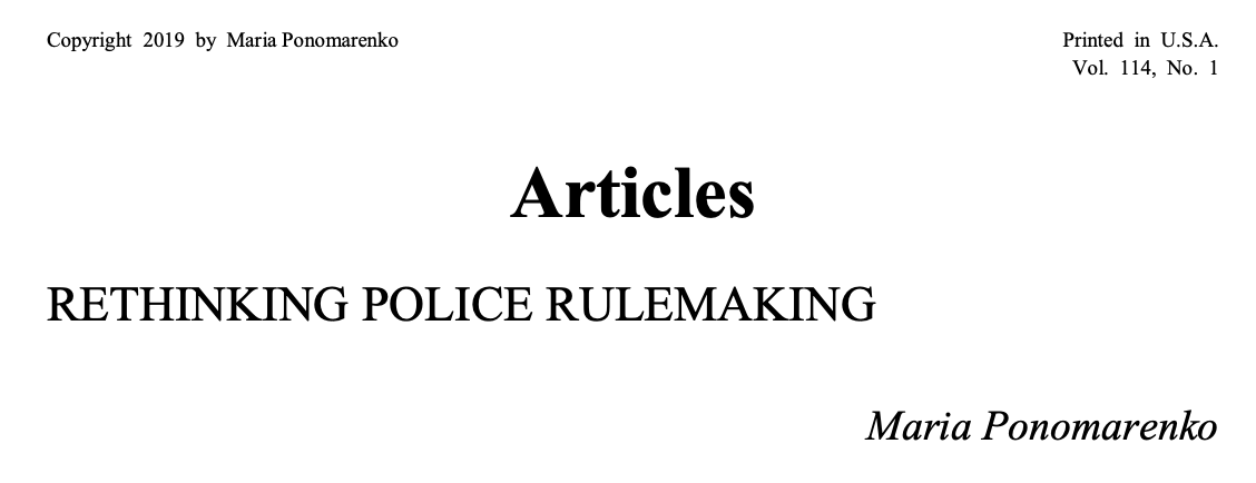 Rethinking Police Rulemaking