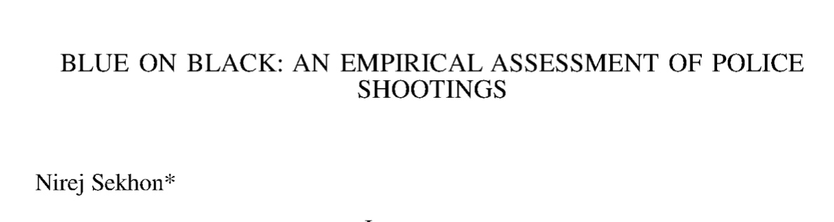 Blue on Black: An Empirical Assessment of Police Shootings