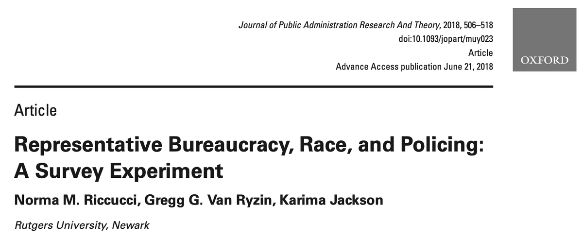 Representative Bureaucracy, Race, and Policing: A Survey Experiment