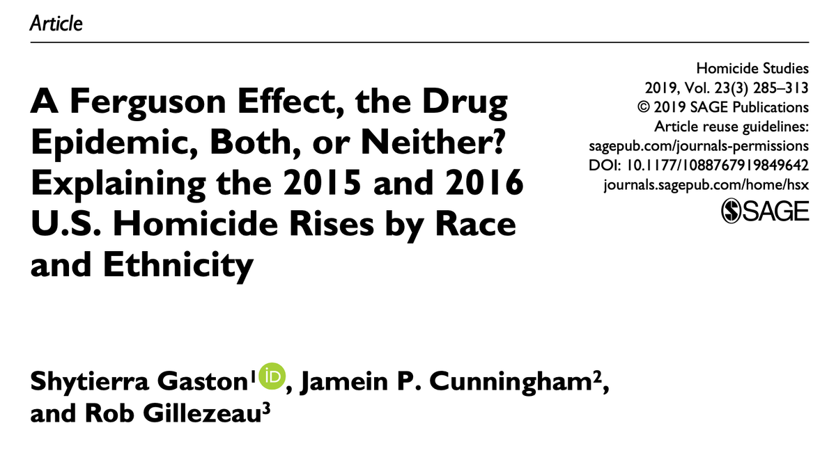 A Ferguson Effect, the Drug Epidemic, Both, or Neither? Explaining the 2015 and 2016 U.S. Homicide Rises by Race and Ethnicity