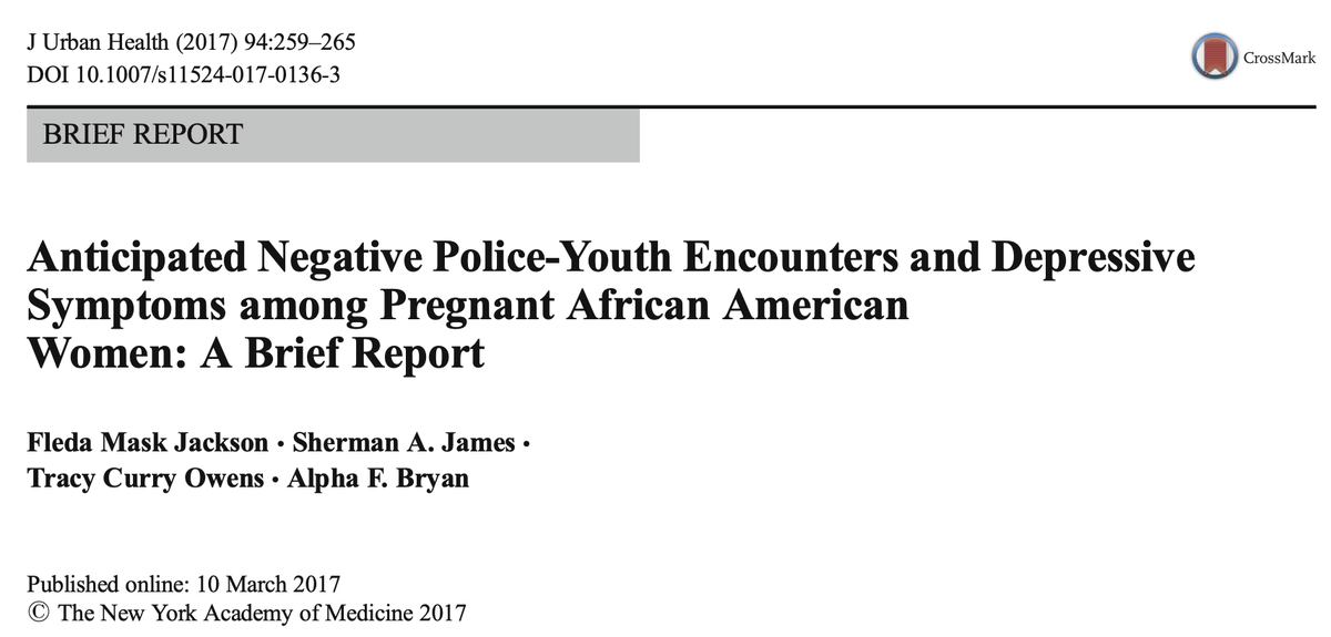 Anticipated Negative Police-Youth Encounters and Depressive Symptoms Among Pregnant African American Women: A Brief Report