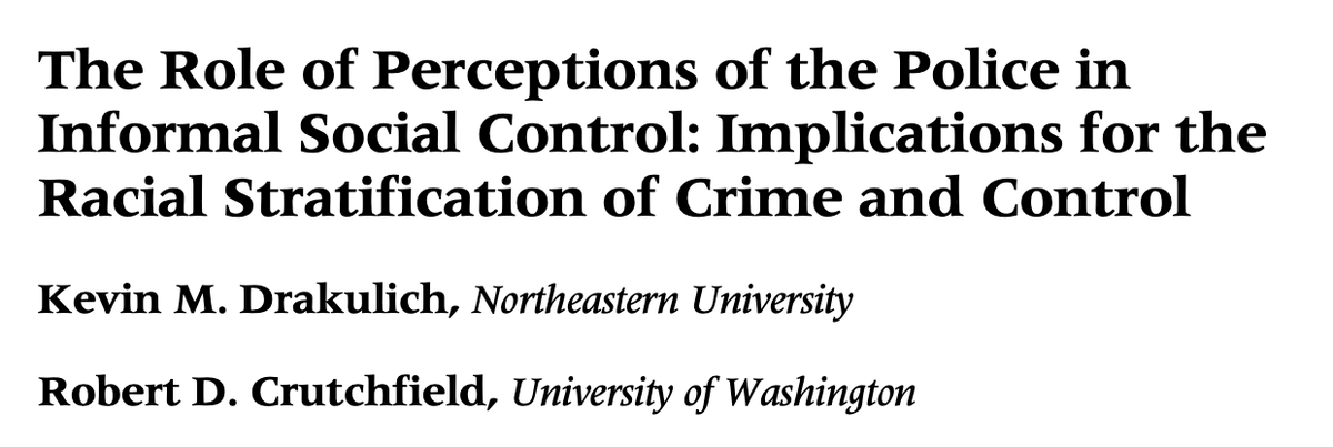 The Role of Perceptions of the Police in Informal Social Control