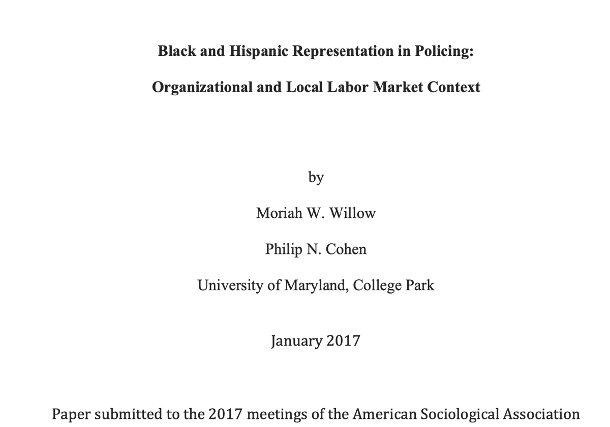 Black and Hispanic Representation in Policing: Organizational and Local Labor Market Context