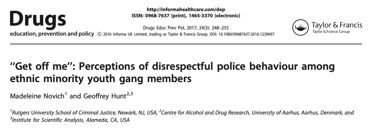 “Get Off Me”: Perceptions of Disrespectful Police Behaviour Among Ethnic Minority Youth Gang Members