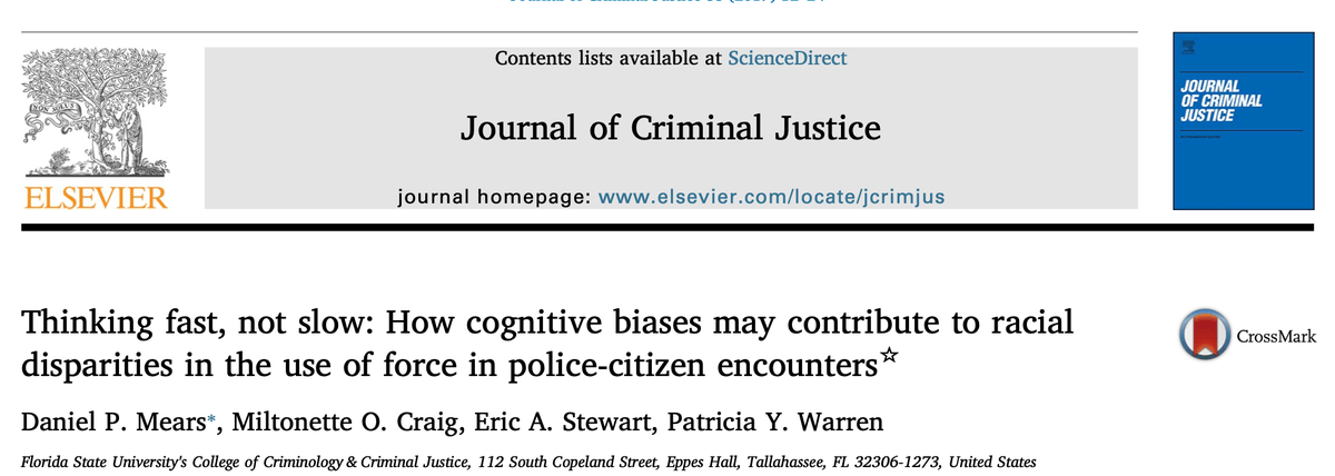 Thinking Fast, Not Slow: How Cognitive Biases May Contribute to Racial Disparities in the Use of Force in Police-Citizen Encounters