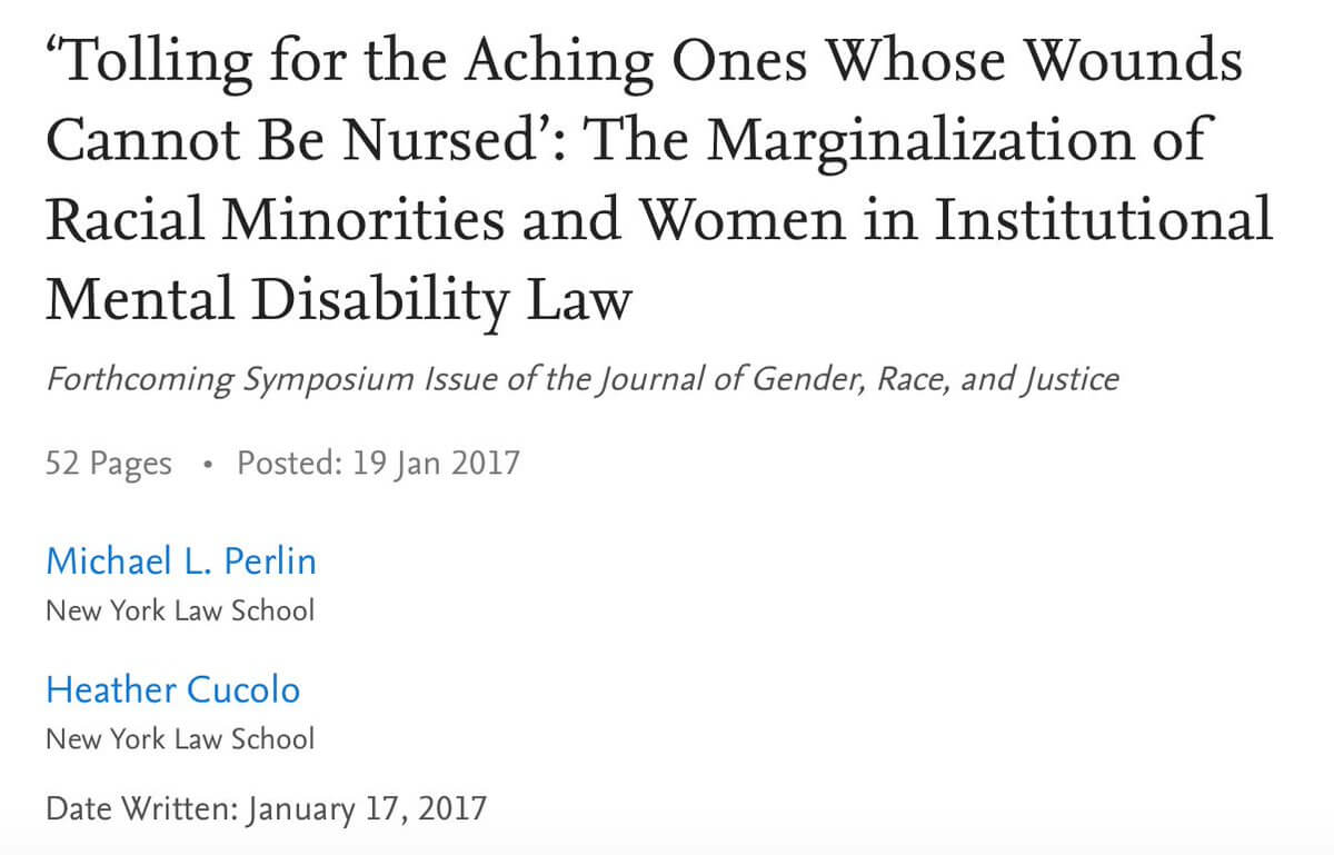 The Marginalization of Racial Minorities and Women in Institutional Mental Disability Law