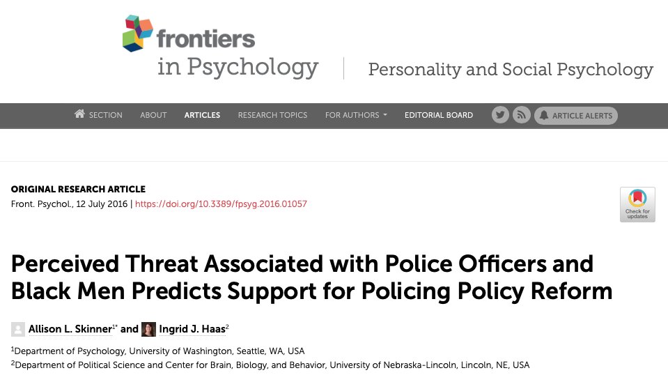 Perceived Threat Associated With Police Officers and Black Men Predicts Support for Policing Policy Reform