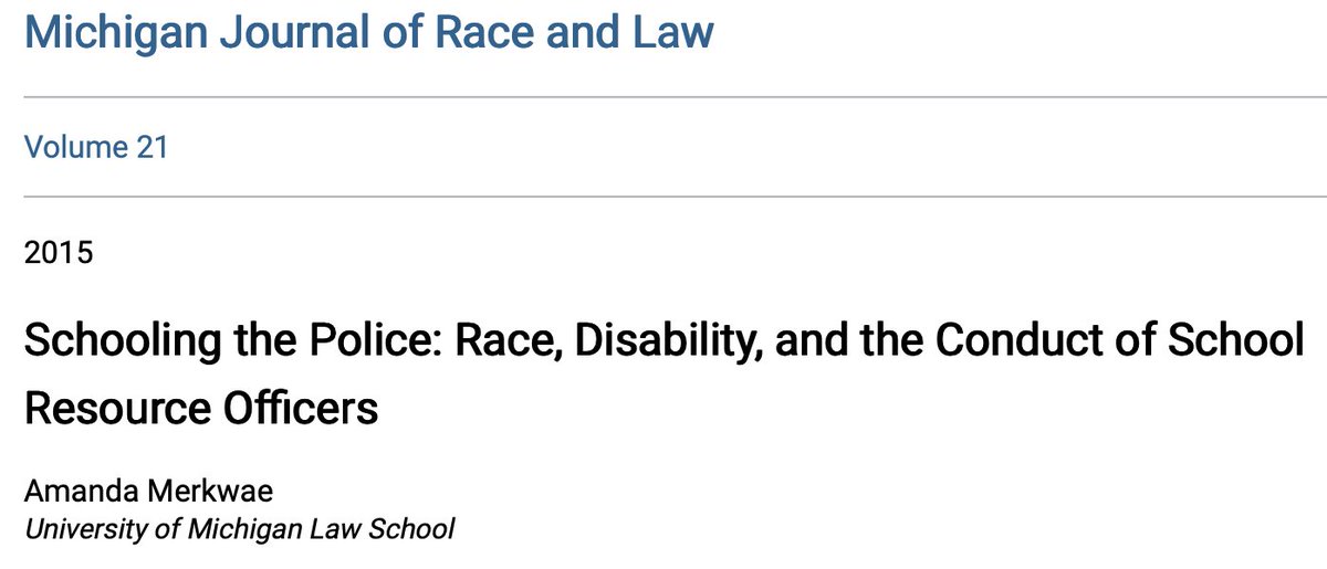 Schooling the Police: Race, Disability, and the Conduct of School Resource Officers