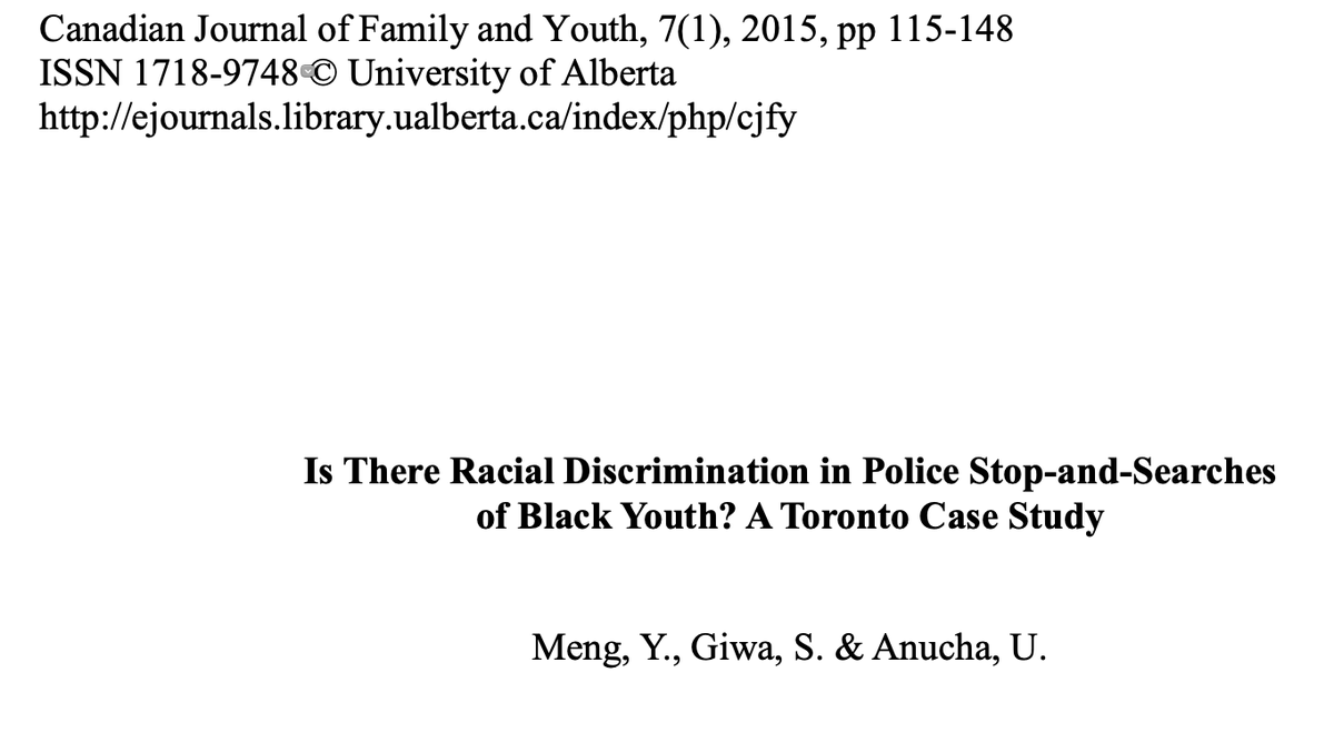 Is There Racial Discrimination in Police Stop-and-Searches of Black Youth? A Toronto Case Study