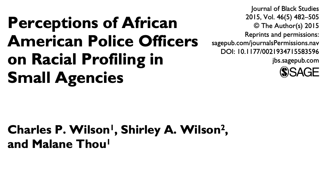 Perceptions of African American Police Officers on Racial Profiling in Small Agencies