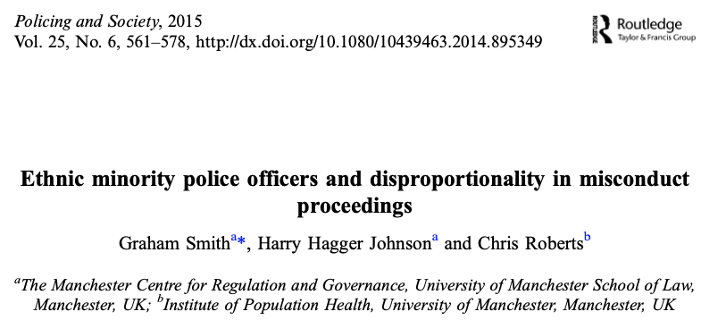 Ethnic Minority Police Officers and Disproportionality in Misconduct Proceedings