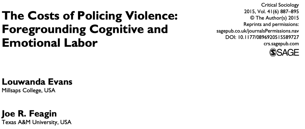 The Costs of Policing Violence: Foregrounding Cognitive and Emotional Labor