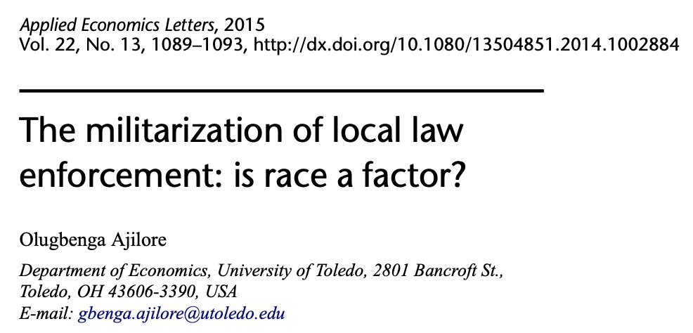 The Militarization of Local Law Enforcement: Is Race a Factor?