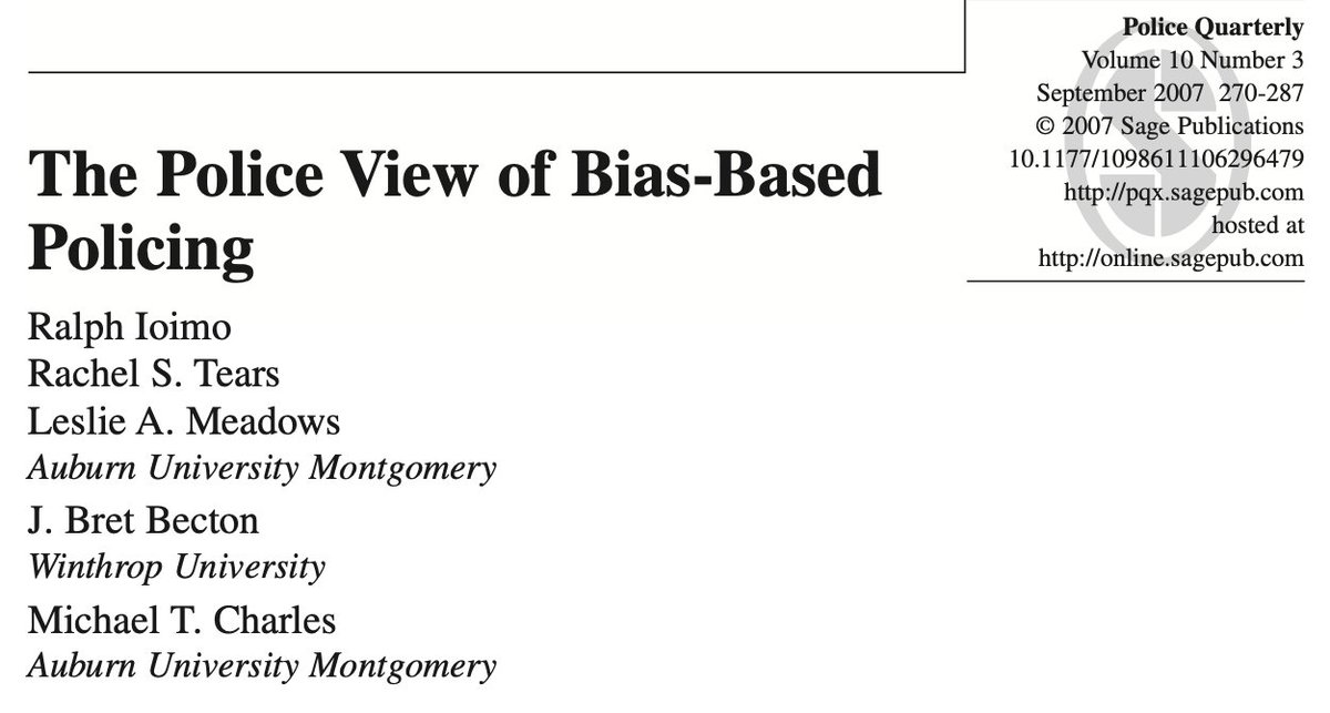 The Police View of Bias-Based Policing