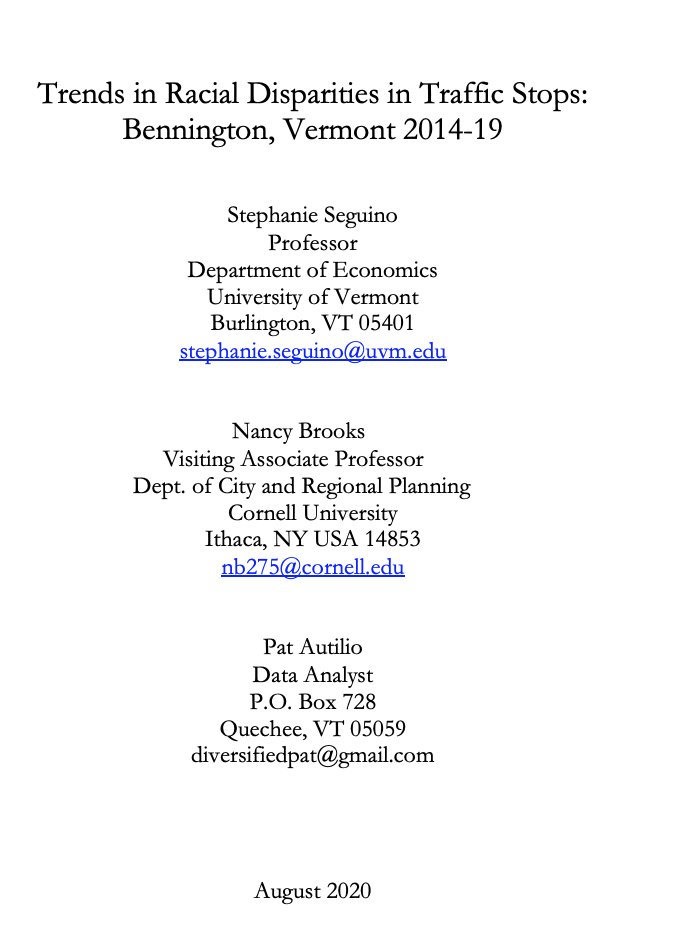 Trends in Racial Disparities in Traffic Stops: Bennington, Vermont 2014–19