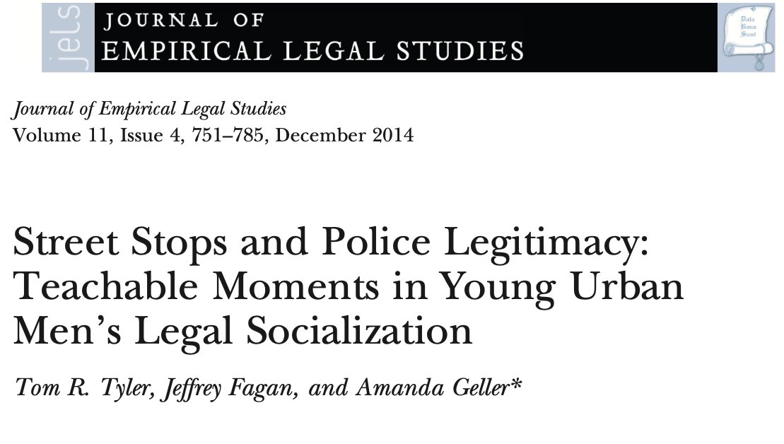 Street Stops and Police Legitimacy: Teachable Moments in Young Urban Men's Legal Socialization