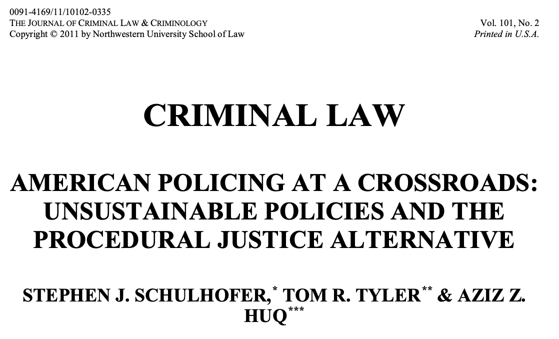 American Policing at a Crossroads: Unsustainable Policies and the Procedural Justice Alternative