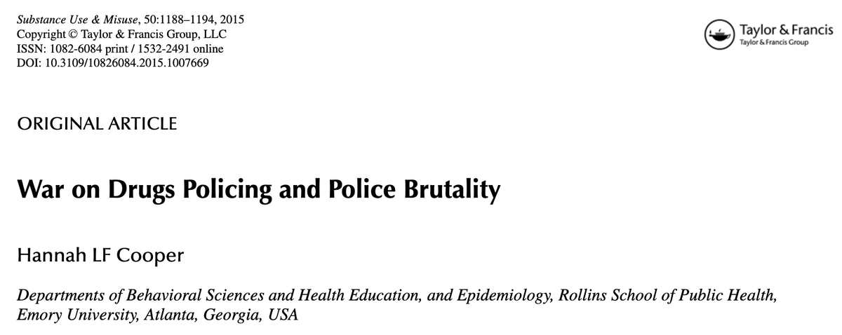 War on Drugs Policing and Police Brutality