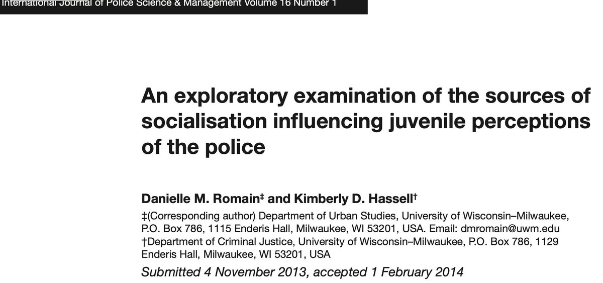 An Exploratory Examination of the Sources of Socialisation Influencing Juvenile Perceptions of the Police