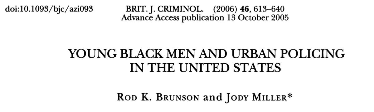 Young Black Men and Urban Policing in the United States