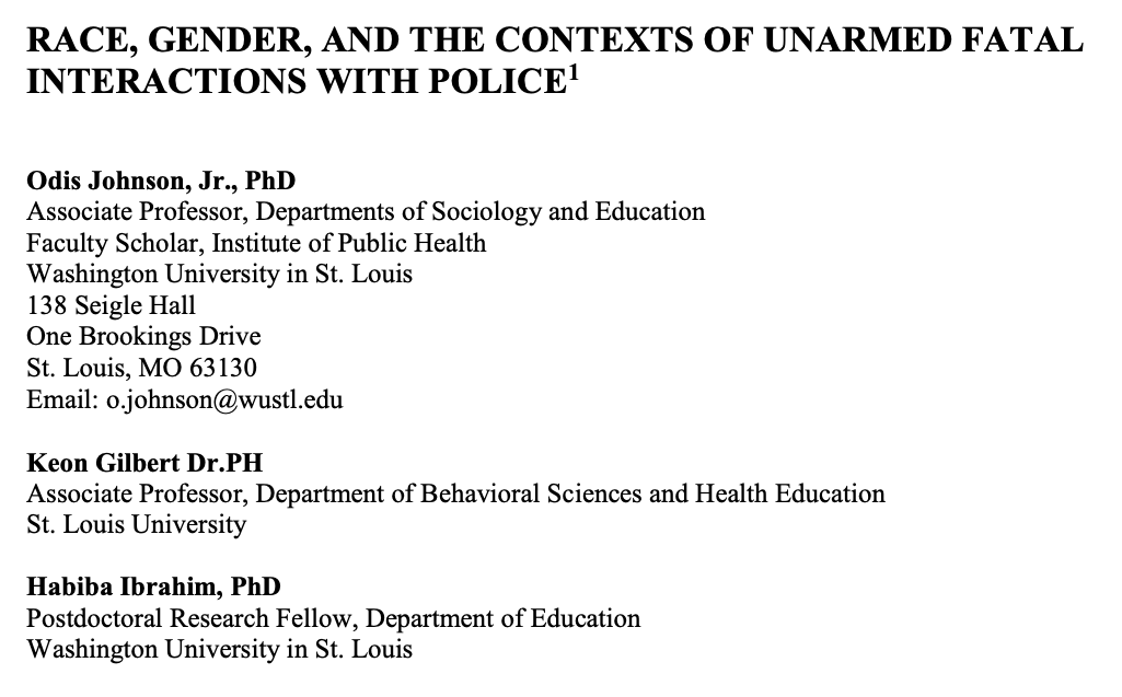 Race, Gender, and the Context of Unarmed Fatal Interactions with Police