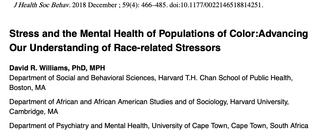 Stress and the Mental Health of Populations of Color: Advancing Our Understanding of Race-Related Stressors