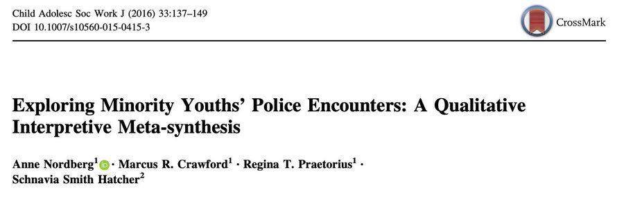 Exploring Minority Youths’ Police Encounters: A Qualitative Interpretive Meta-Synthesis