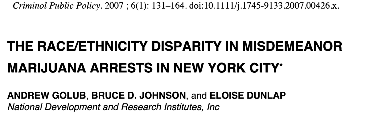 The Race/Ethnicity Disparity in Misdemeanor Marijuana Arrests in New York City