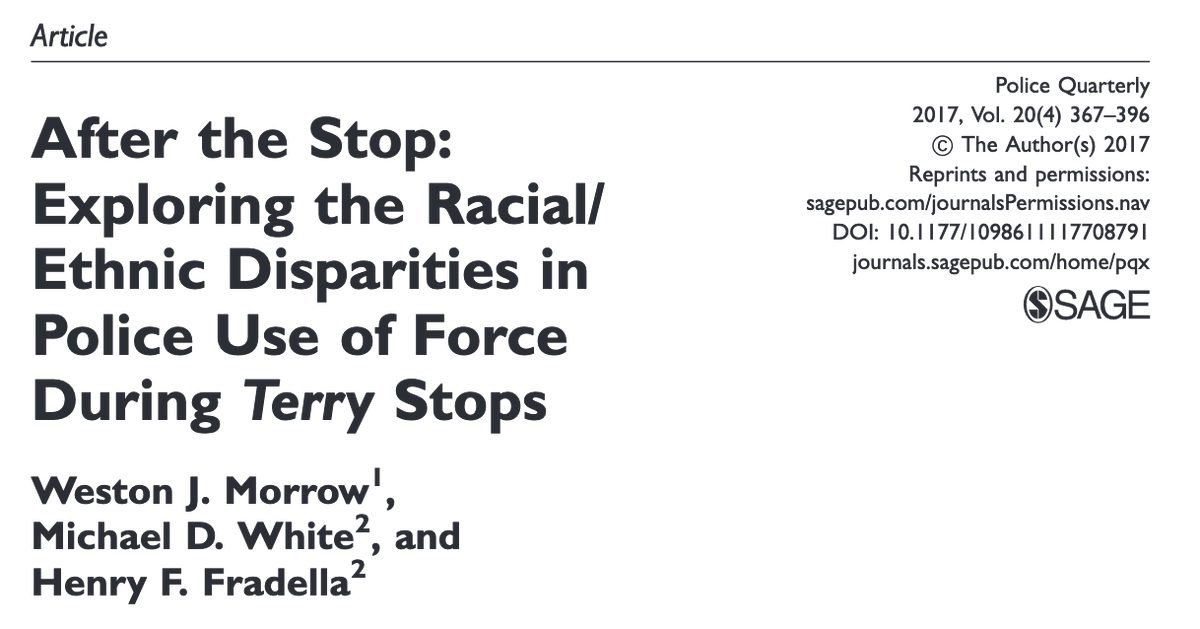 After the Stop: Exploring the Racial/Ethnic Disparities in Police Use of Force During Terry Stops