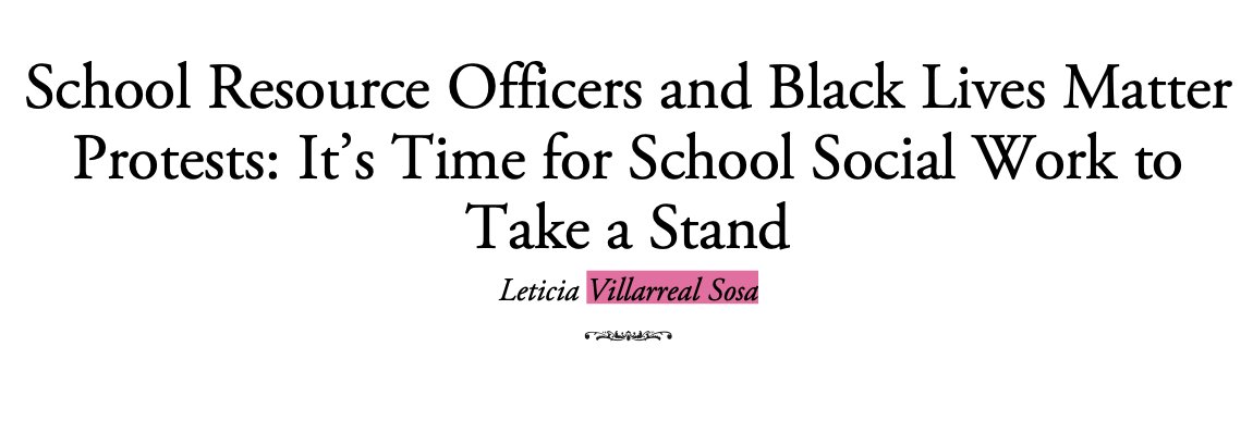 School Resource Officers and Black Lives Matter Protests: It’s Time for School Social Work to Take a Stand