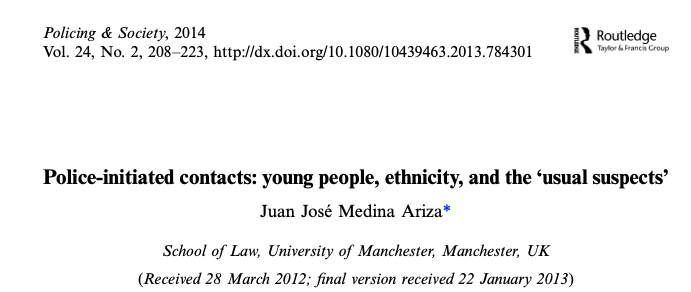 Police-Initiated Contacts: Young People, Ethnicity, and the “Usual Suspects”