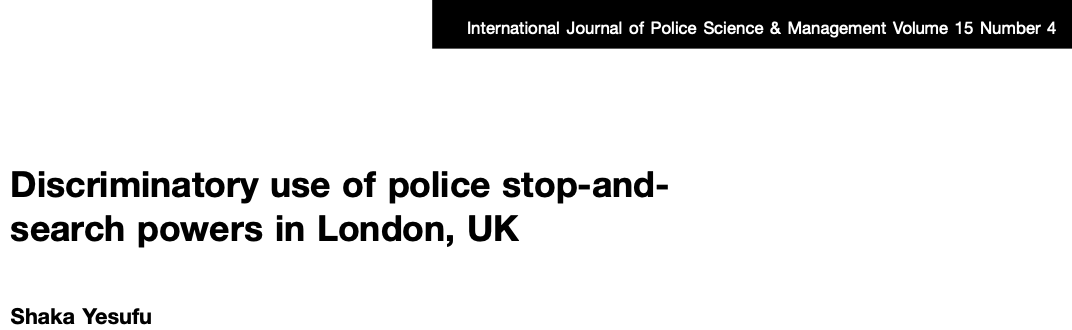 Discriminatory Use of Police Stop-And-Search Powers in London, UK