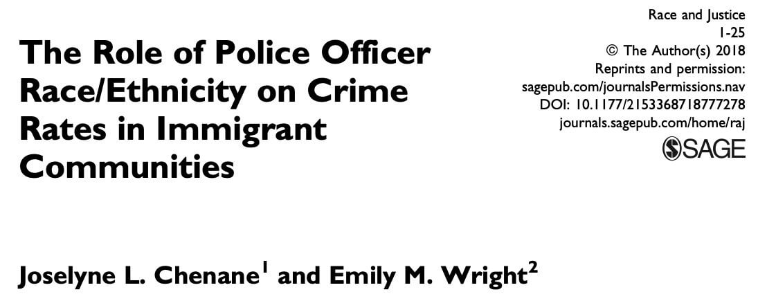 The Role of Police Officer Race/Ethnicity on Crime Rates in Immigrant Communities