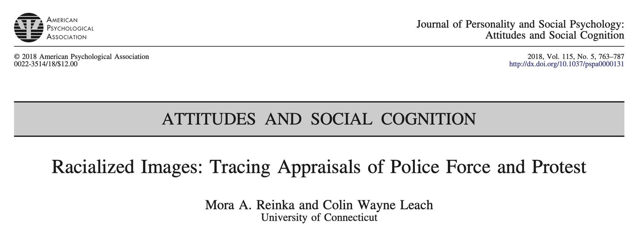 Racialized Images: Tracing Appraisals of Police Force and Protest.