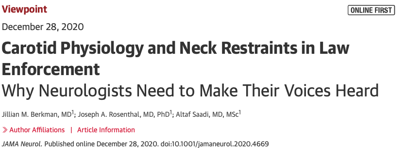 Carotid Physiology and Neck Restraints in Law Enforcement