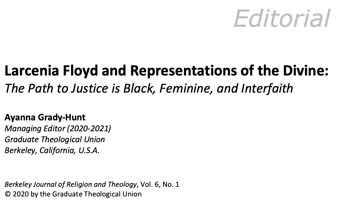 Larcenia Floyd and Representations of the Divine: The Path to Justice is Black, Feminine, and Interfaith