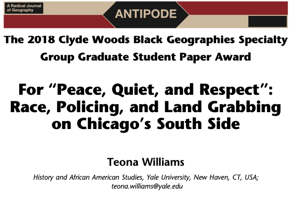 For 'Peace, Quiet, and Respect': Race, Policing, and Land Grabbing on Chicago's South Side