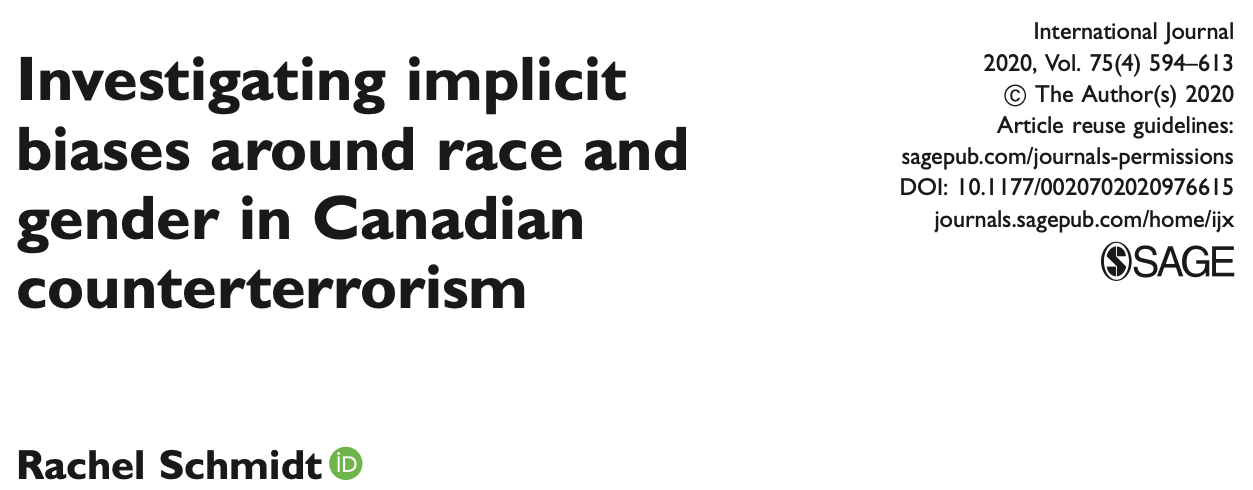 Investigating implicit biases around race and gender in Canadian counterterrorism