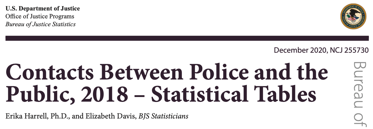 Contacts Between Police and the Public, 2018 – Statistical Tables